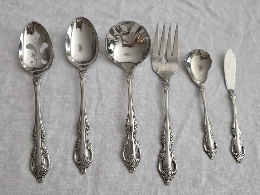 Oneida RAPHAEL Set of 6 Serving Pieces Stainless Flatware Lot